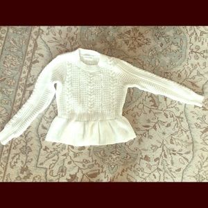 GOODNIGHT MACAROON white corded peplum sweater